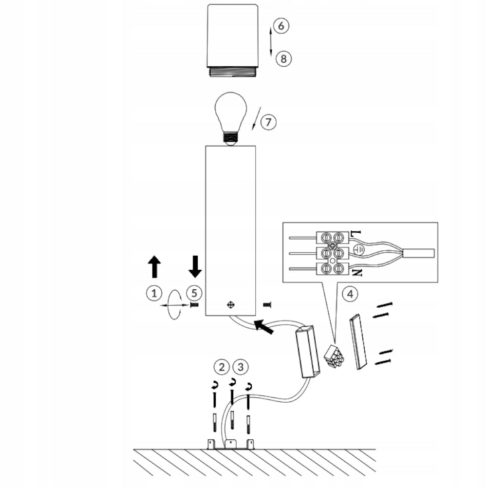 LED Garden Lamp E27 Standing Garden Post Decorative Outdoor 50cm IP54 Power supply mains