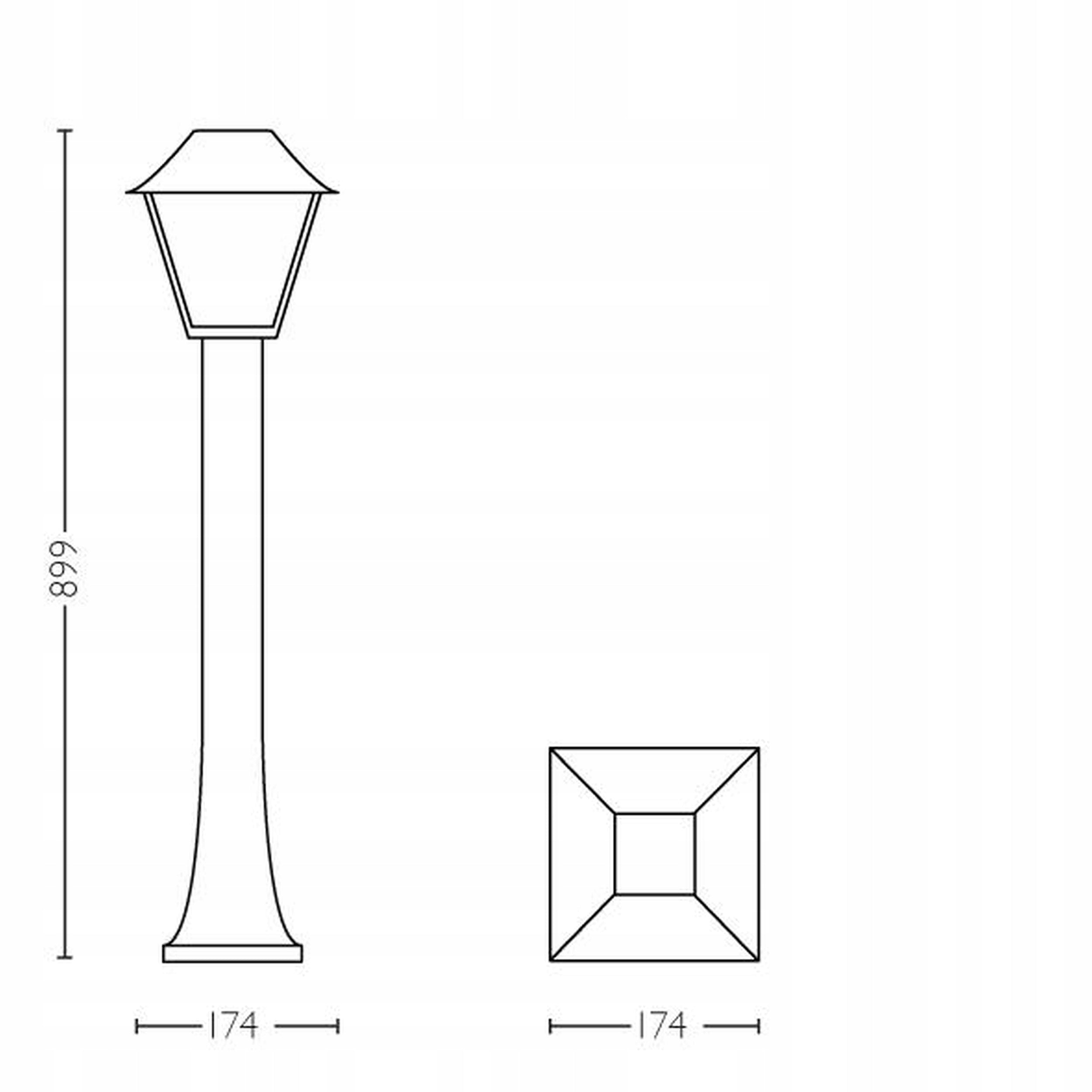 LED Garden Lamp Outdoor PHILIPS ALPENGLOW E27 STANDING POST 90cm Mounting screwed