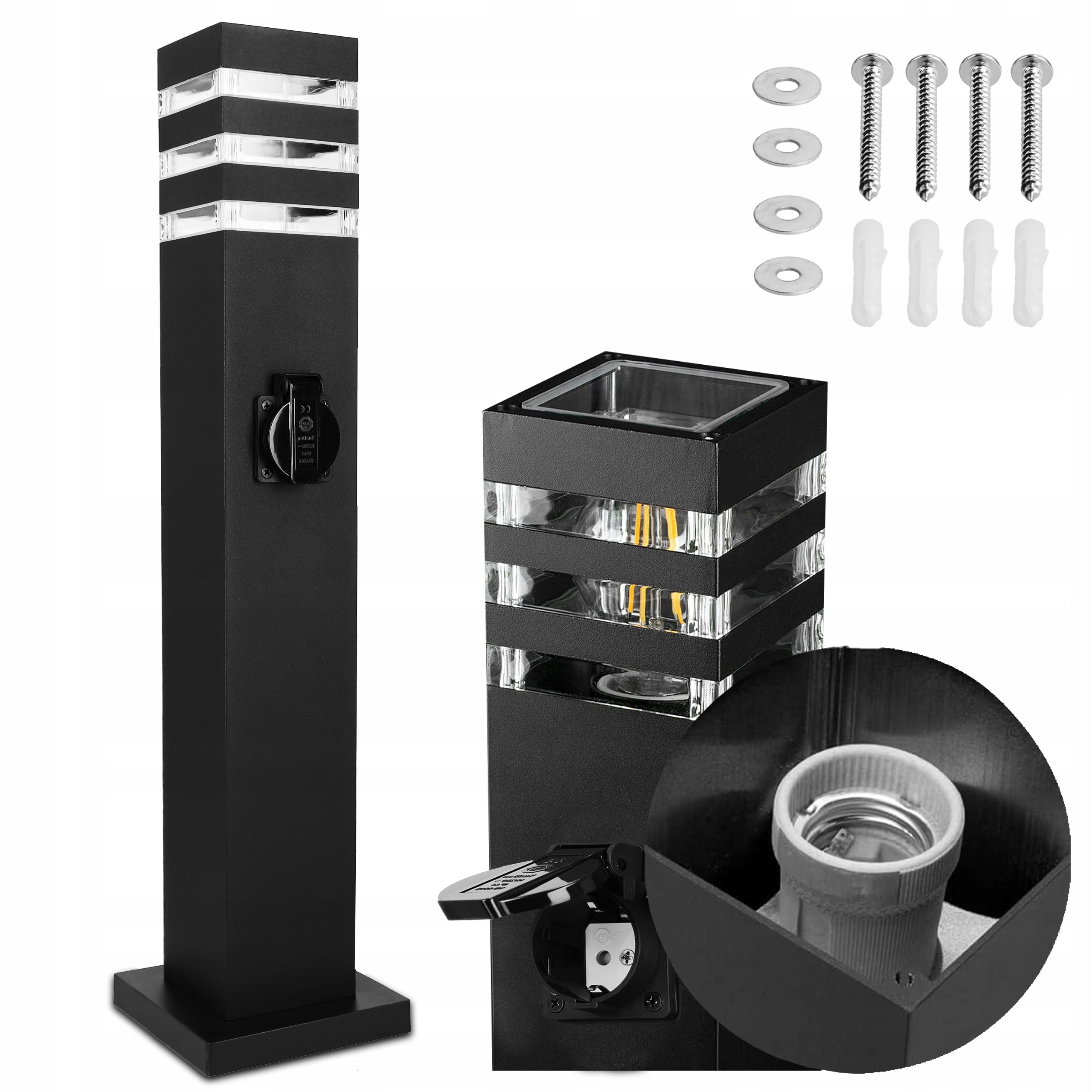 LED Garden Lamp Outdoor Standing Post 1X Socket 230V E27 IP54 60cm