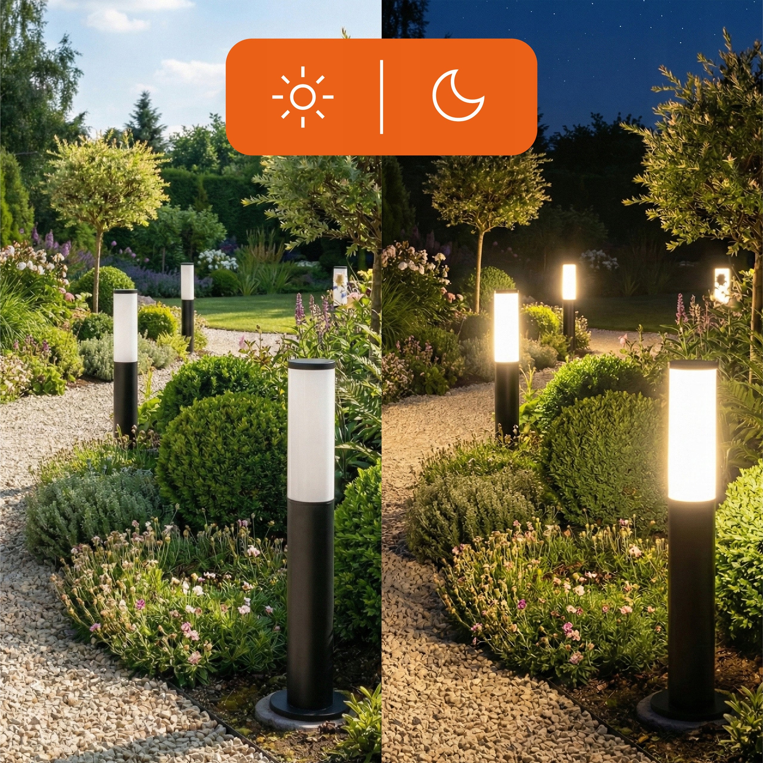 LED Garden Lamp Post 45cm E27 230V IP54 Black Modern PREMIUM Packaging status original