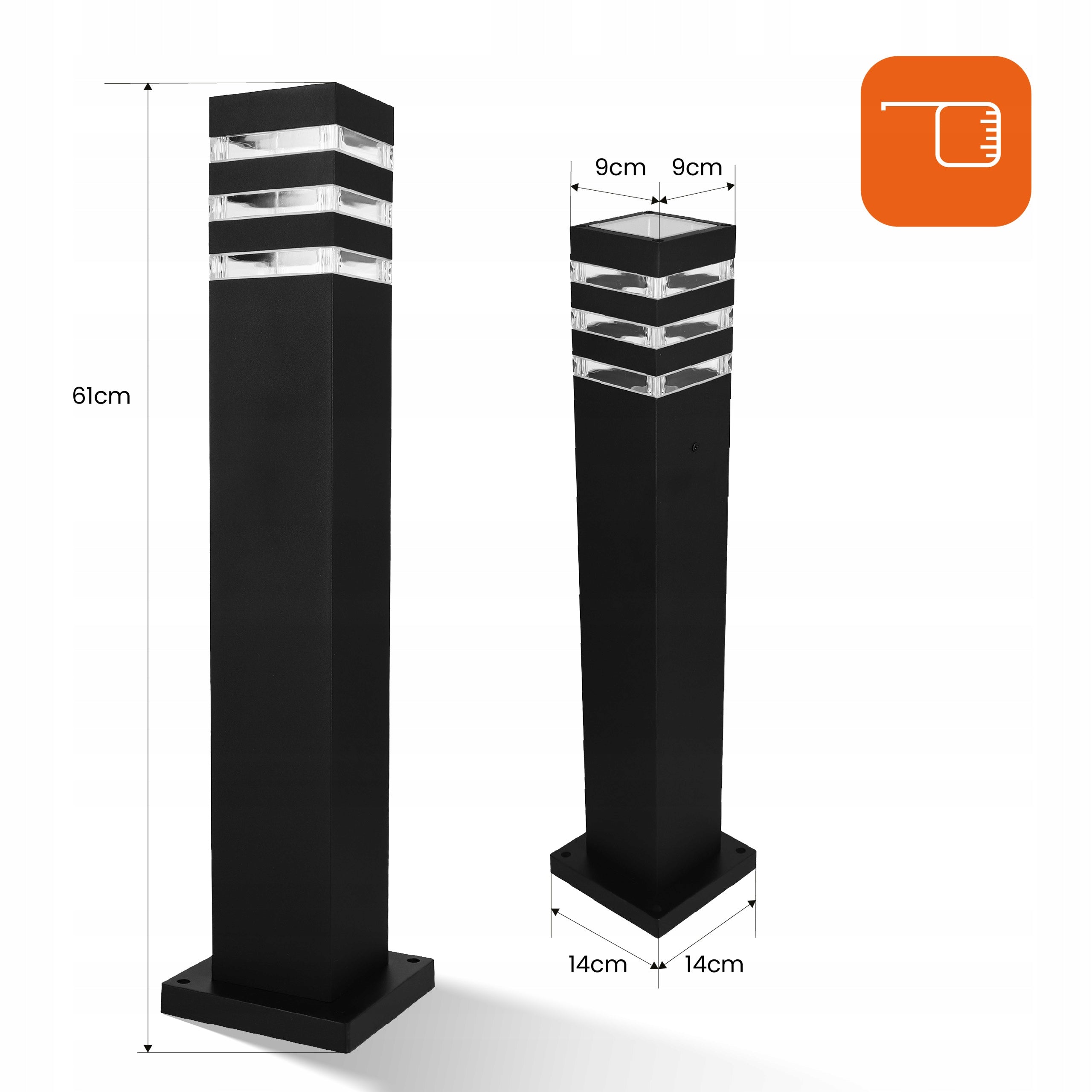 LED Garden Lamp Post 60cm E27 Black Modern Strong PREMIUM 230V Color black