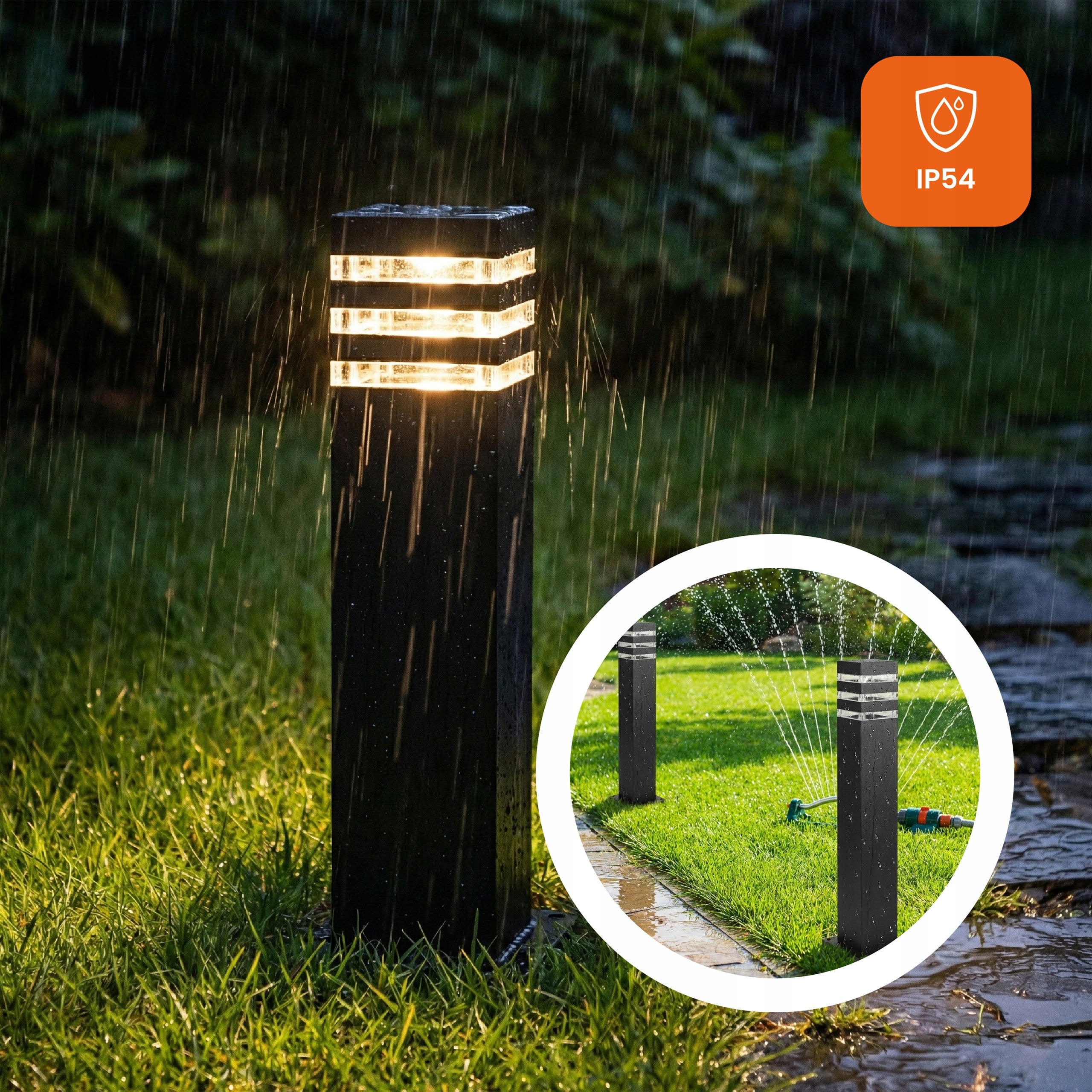 LED Garden Lamp Post 60cm E27 Black Modern Strong PREMIUM 230V Power supply mains