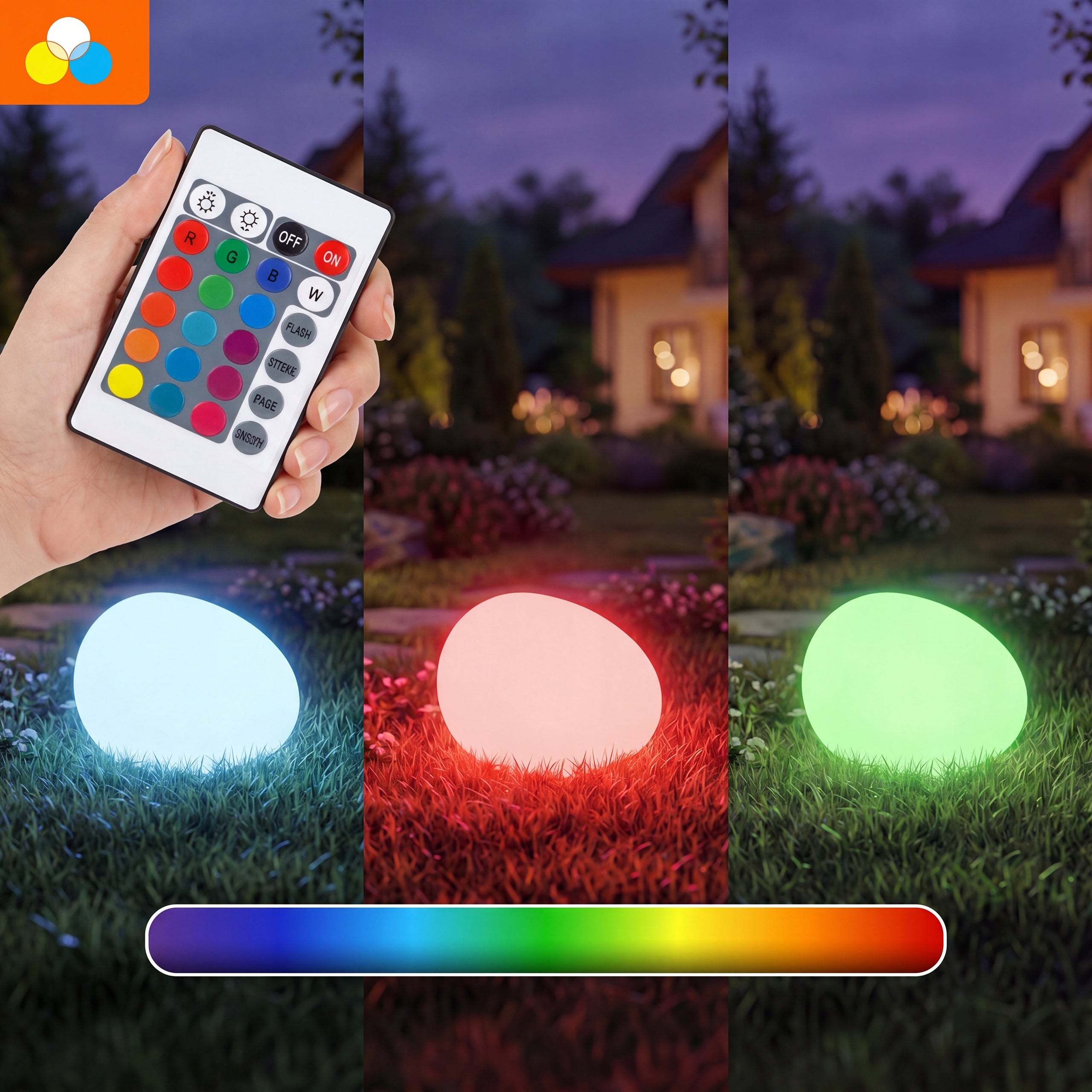 LED Garden Lamp Solar Oval Stone White RGB Remote Control Punched 40cm Packaging status original