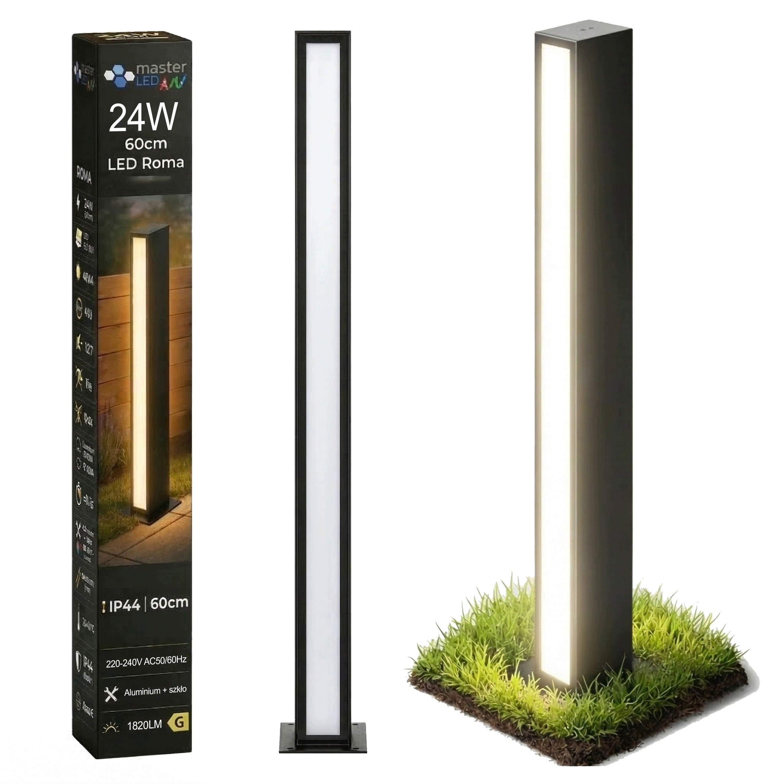 LED Garden Lamp Standing Post 60cm 24W 4000K Double Sided Black IP44
