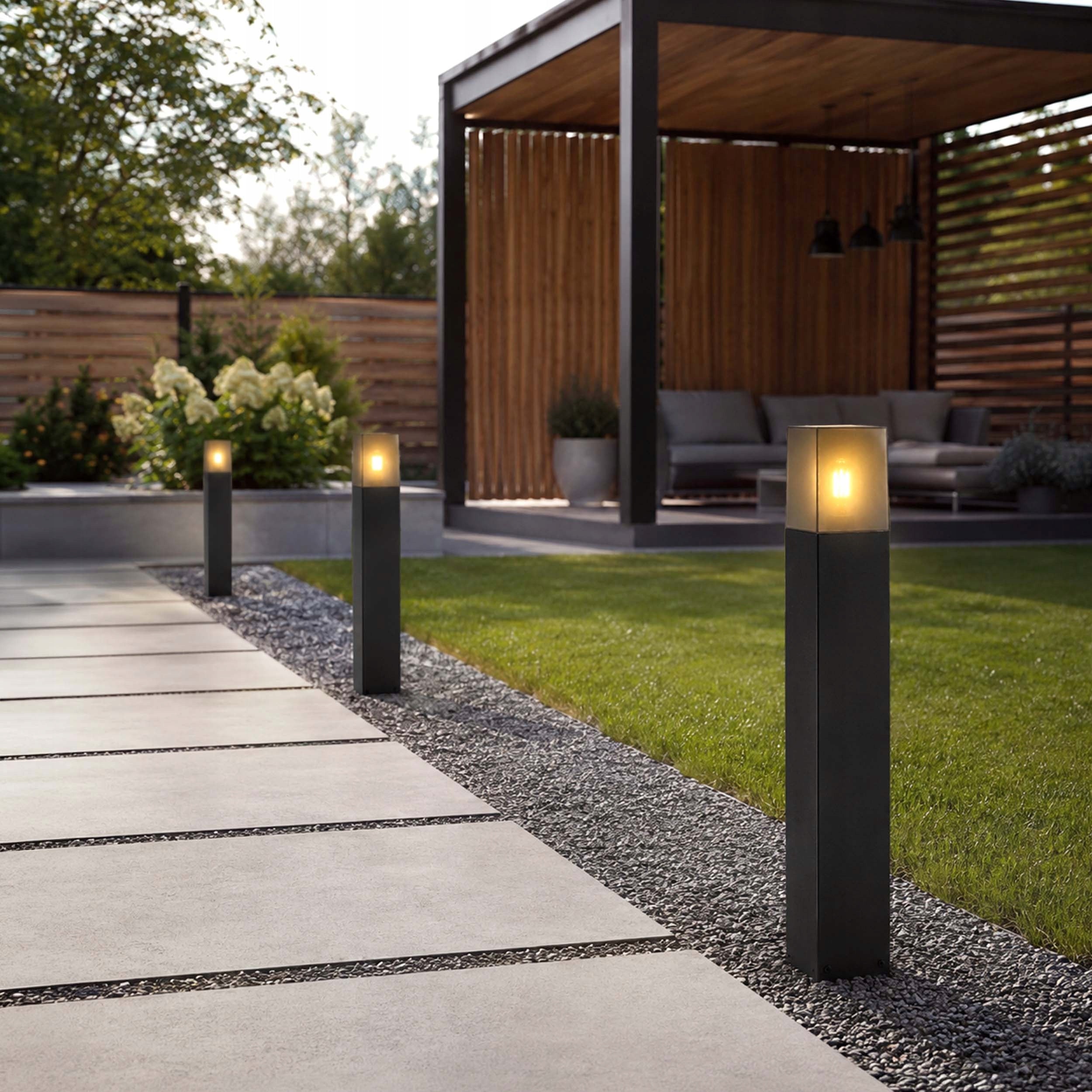 LED Garden Lamp Standing Post 60cm Outdoor IP44 E27 Premium Black Color black