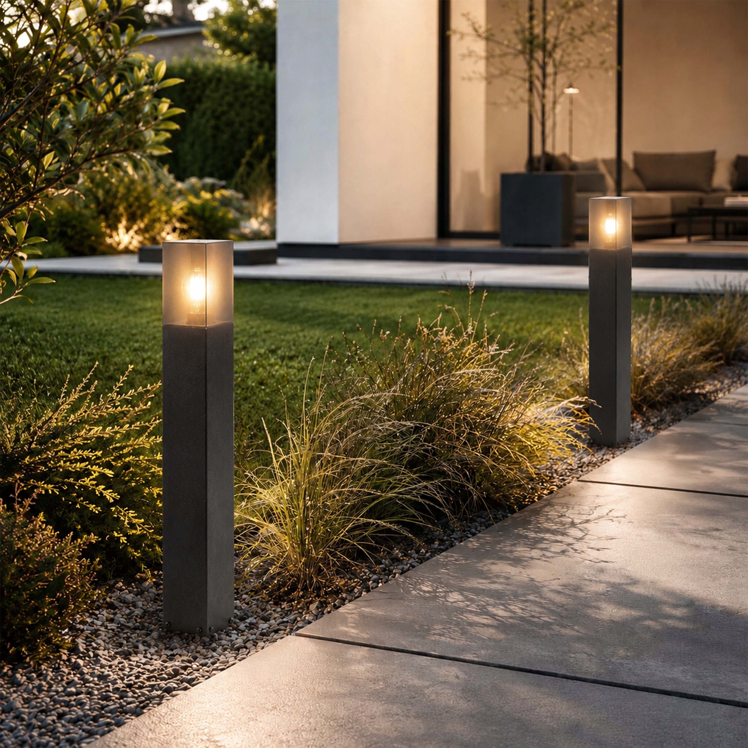 LED Garden Lamp Standing Post 60cm Outdoor IP44 E27 Premium Black Power supply mains