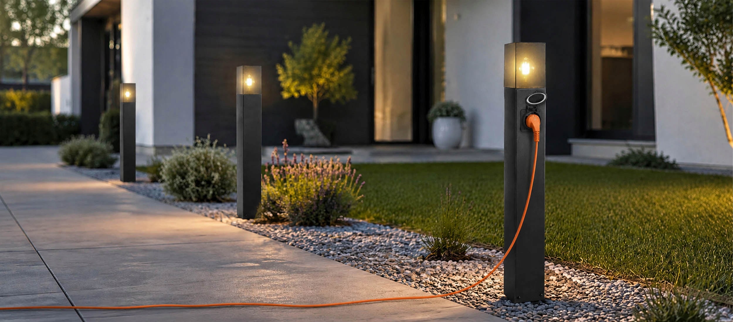 LED Garden Lamp Standing Post 60cm Outdoor IP44 E27 Premium Socket Manufacturer code LOG-0001 BLACK 60cm PLUG