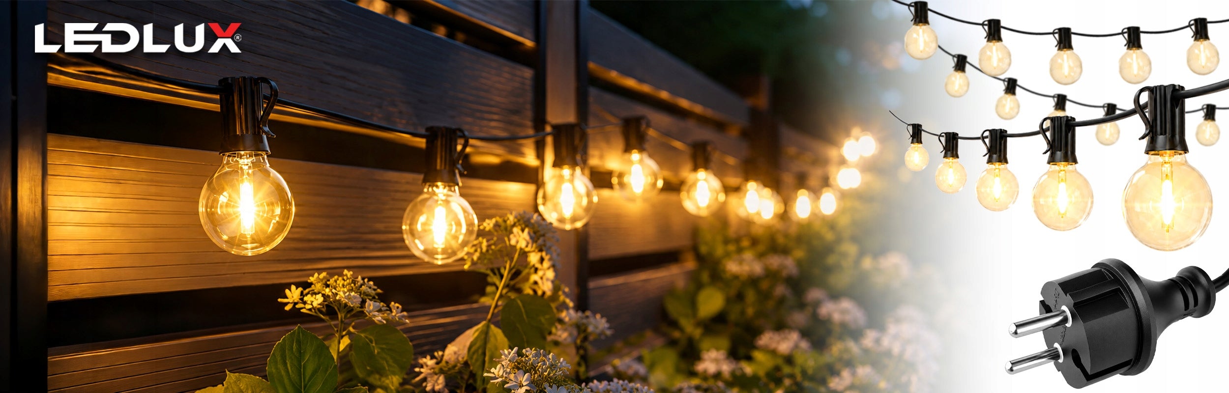 LED Garden Light Garland 30x15m Bulbs Solar Balls LED Network Brand LEDLUX
