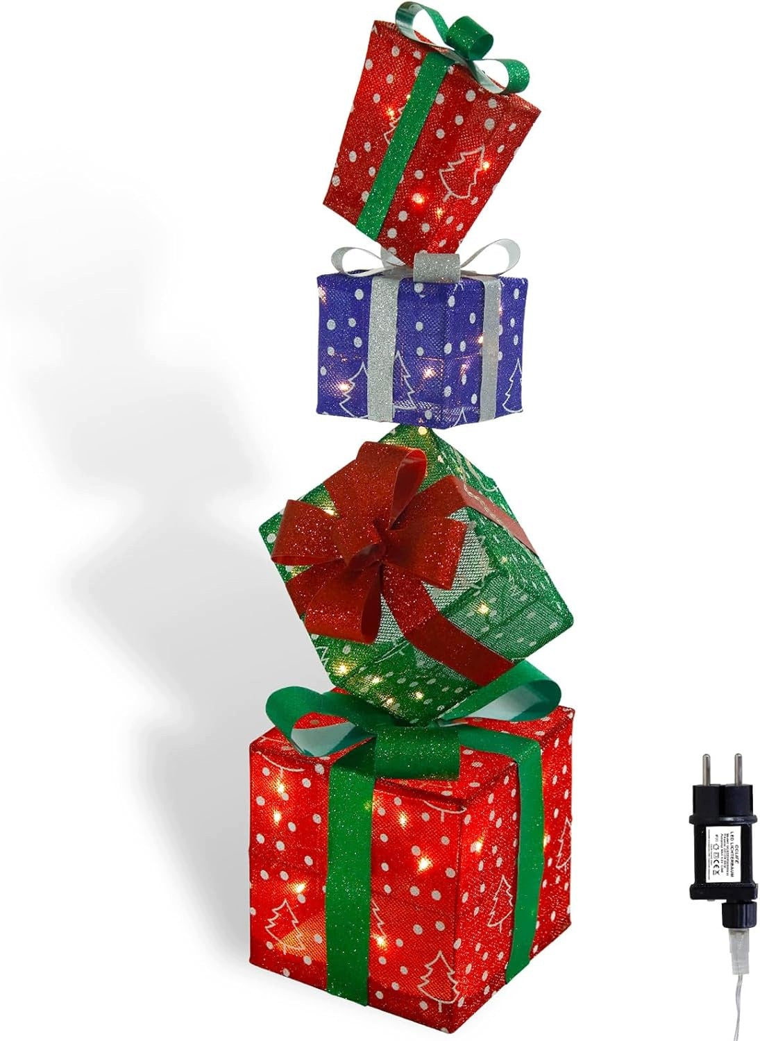 LED Gift Boxes Christmas Decorations 4 Pieces 8 Effects