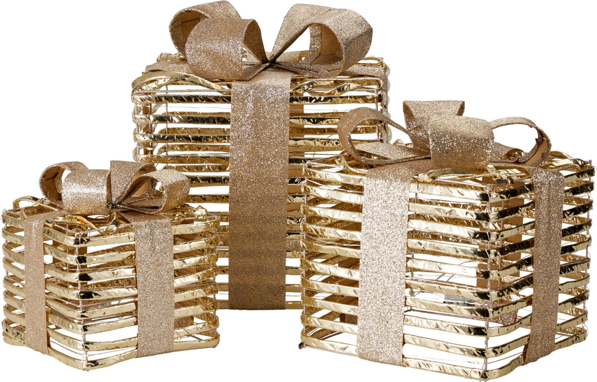 LED Gift Set Gold Christmas Decoration 3 Elements Manufacturer code 8721037998956
