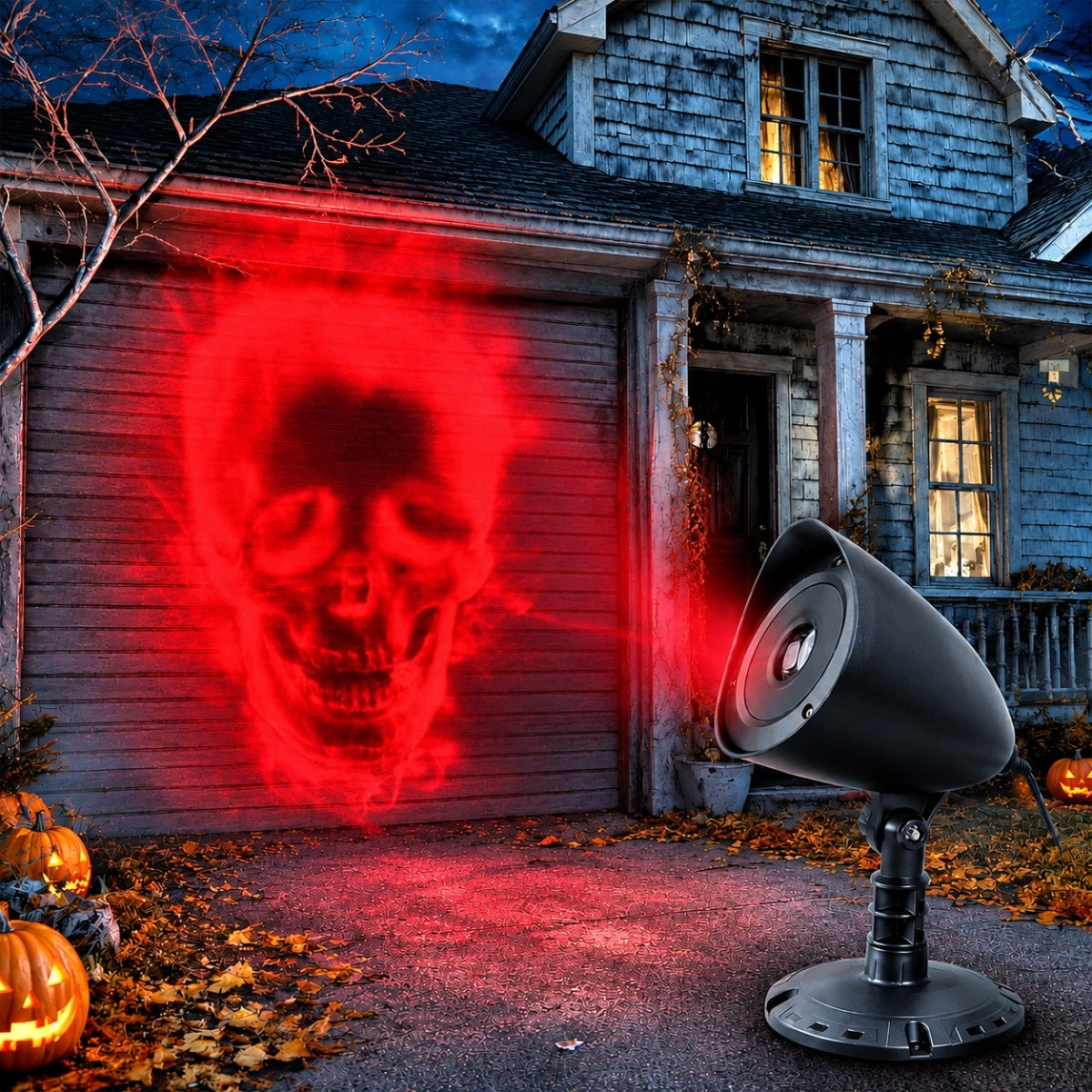LED HALLOWEEN PROJECTOR WITH DYNAMIC SKULL PATTERN 3D TIMER FOR GARDEN