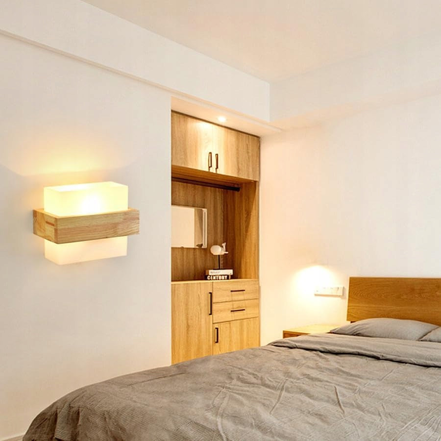 LED Indoor Wall Lamp, Creative Square Wood Wall Sconce, New Year Manufacturer code 30934104