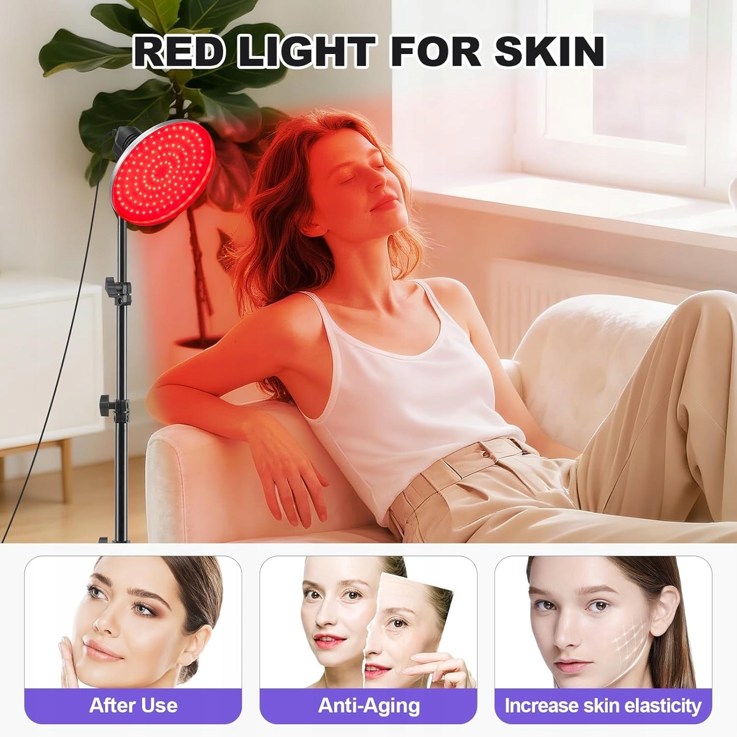 LED LAMP RED LIGHT 660NM 120 LEDS TRIPOD TIMER Medical device no