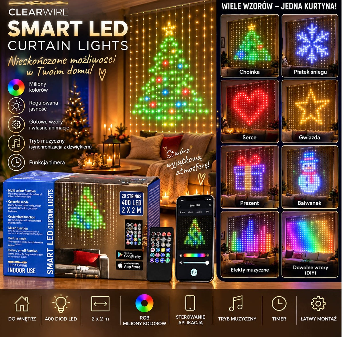 LED LIGHT CURTAIN 400 LEDS 2X2M OUTDOOR FOR WINDOW BUILDING FOR ROOM Brand no brand