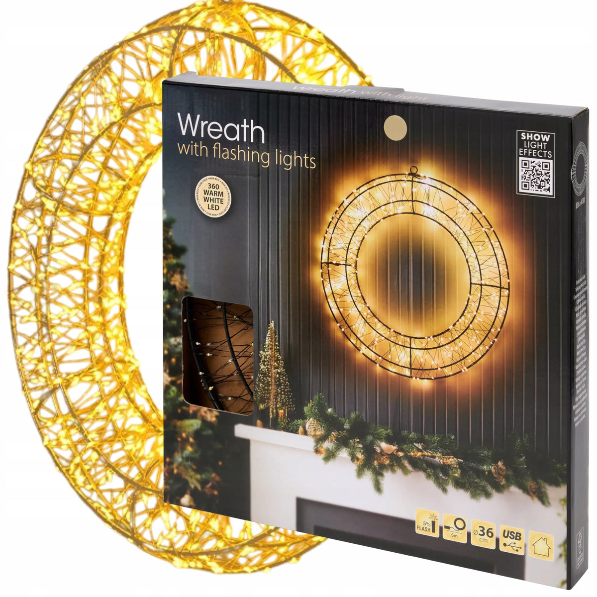 LED LIGHT DECORATION CHRISTMAS WREATH Ø 36 cm
