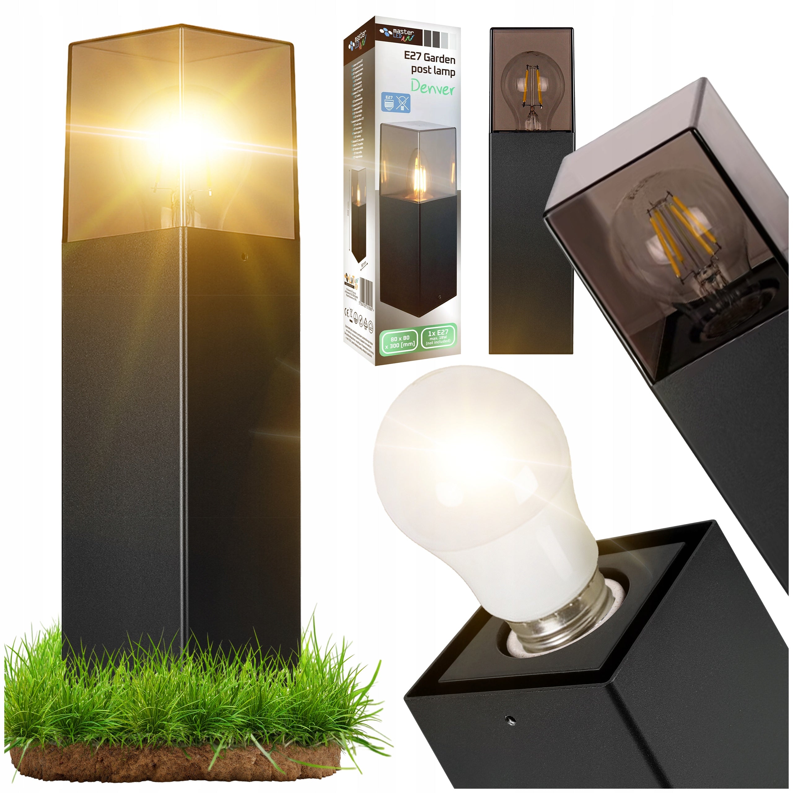 LED Lamp Freestanding Lighting Post Low Small 30cm Outdoor E27