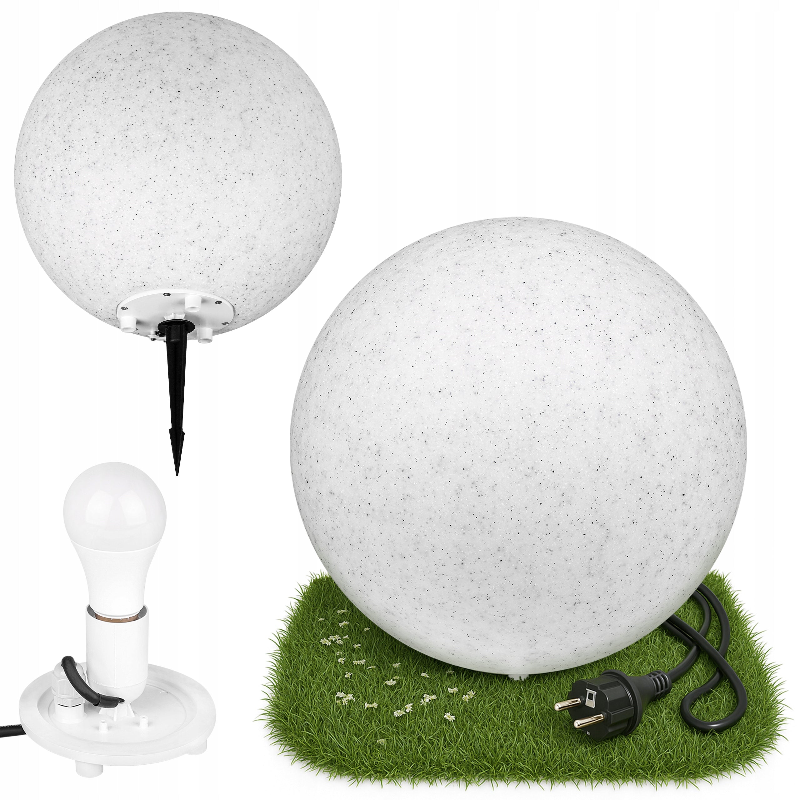 LED Lamp HAMMERED Garden BALL 35CM STONE GROUND E27
