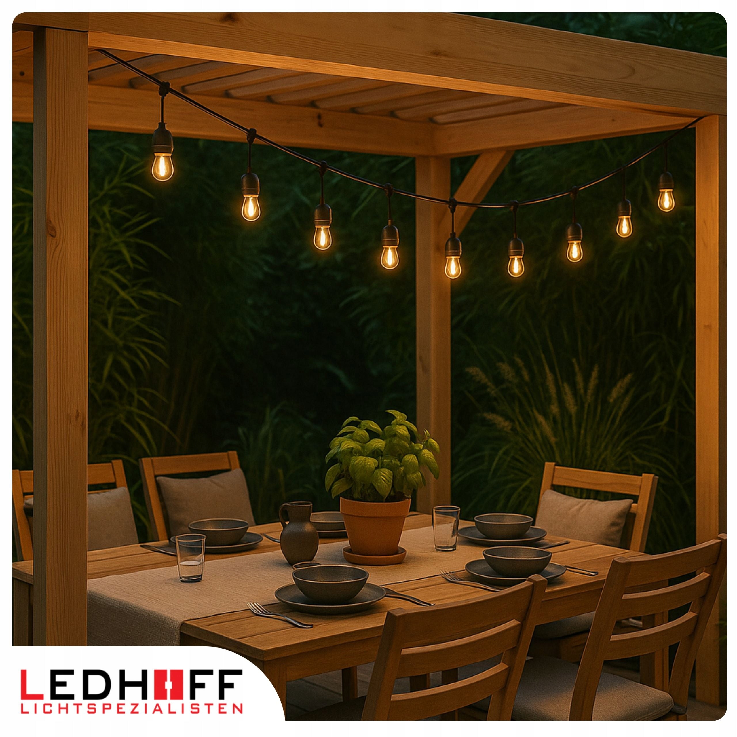 LED Light Garden Garland 15m 20 LED Large Bulb E27 Lights For Garden Brand Ledhoff