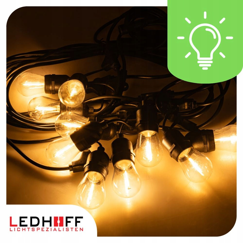 LED Light Garden Garland 15m 20 LED Large Bulb E27 Lights For Garden Number of light points 11 - 20
