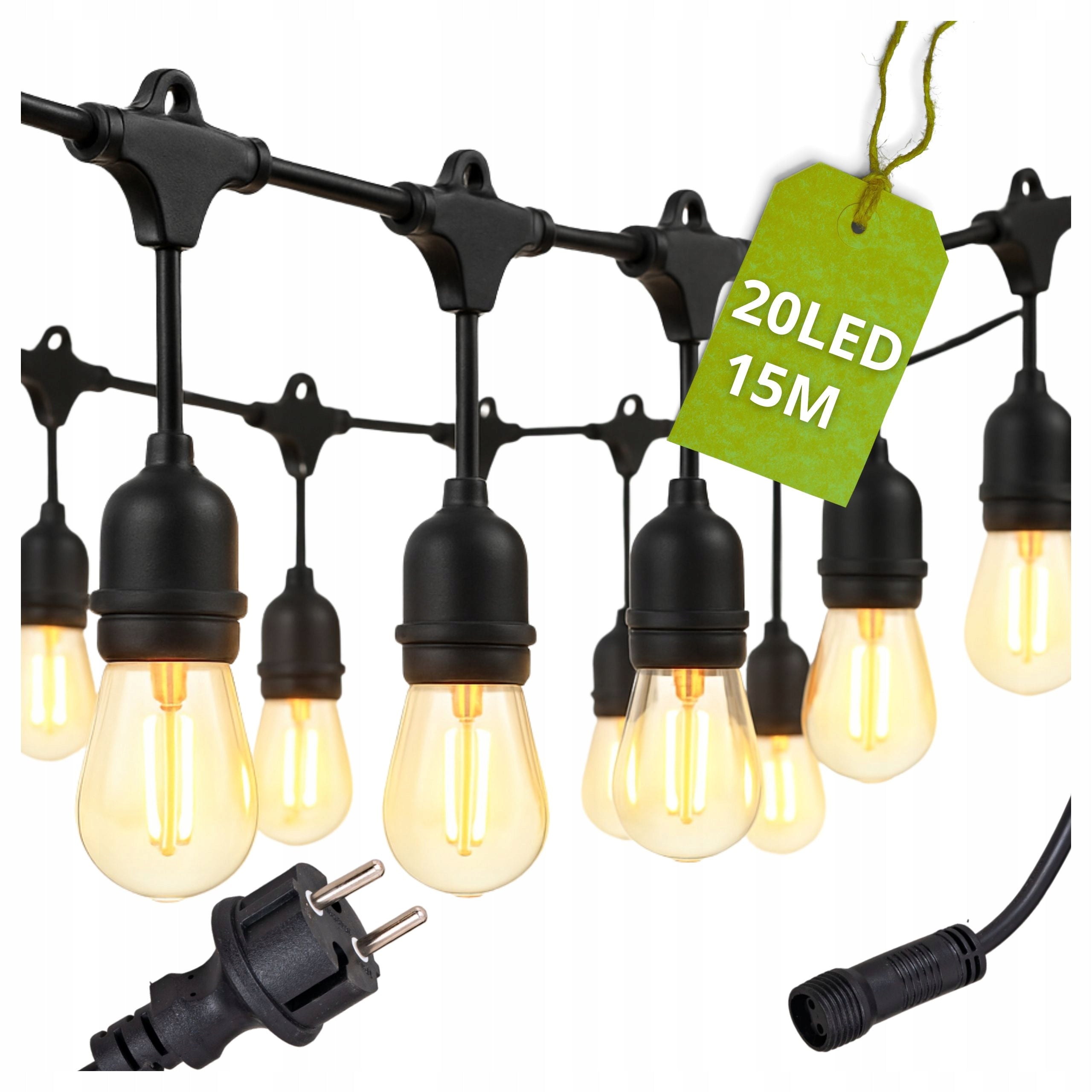 LED Light Garden Garland 15m 20 LED Large Bulb E27 Lights For Garden