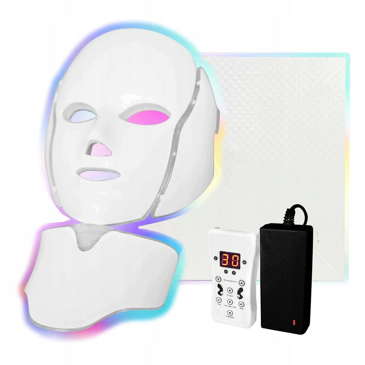 LED MASK 7 COLORS FOR FACE NECK WHITE POWER PLUG-PLAY HOME Medical device no