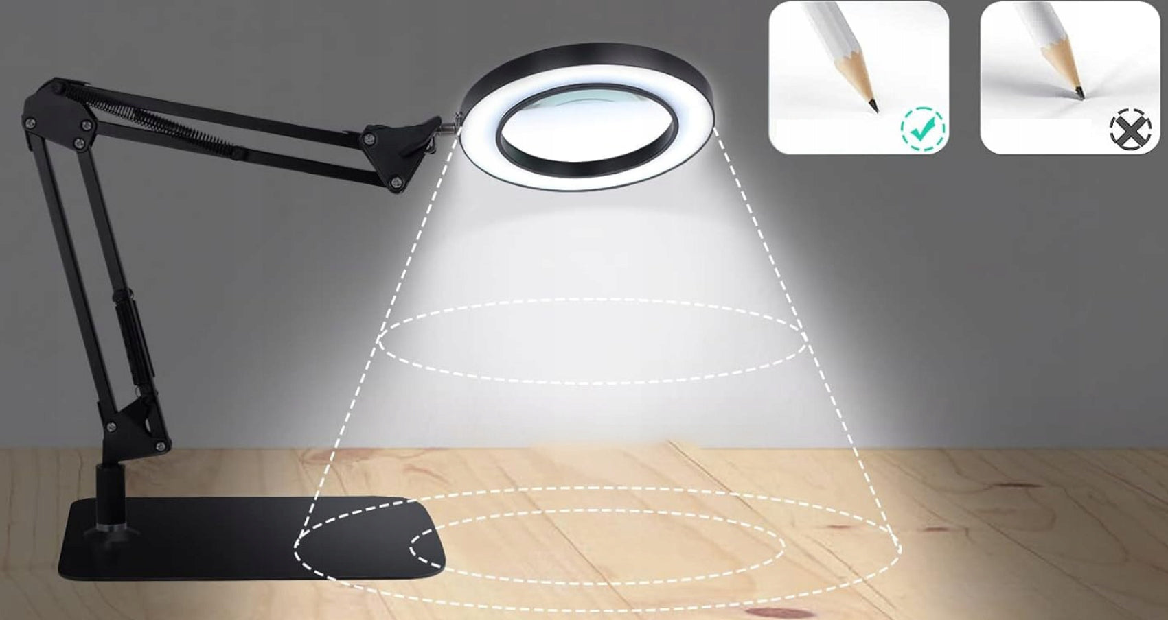 LED Magnifier Desk Lamp 10x Cosmetic Drawing Magnifying Glass