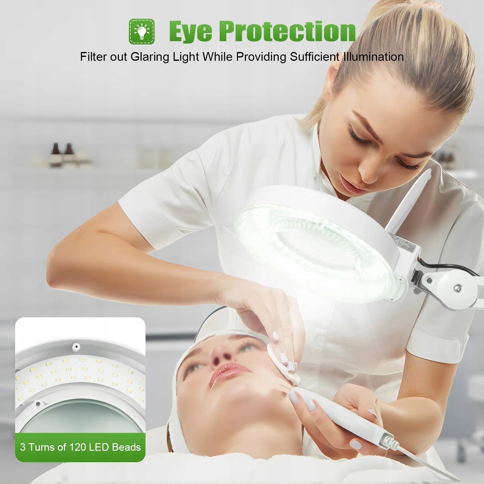 LED Magnifying Lamp Cosmetic Standing Professional Tattoo Cabinet Color white