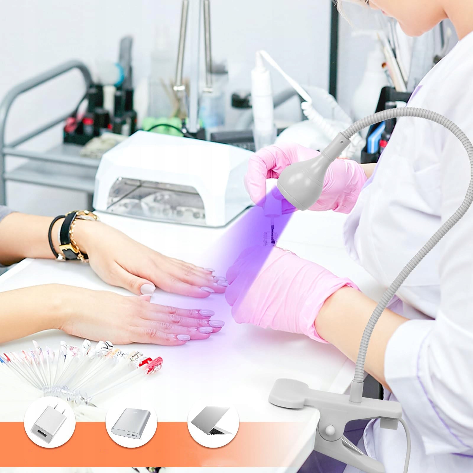 LED Nail Lamp 5W Flexible Neck Drying Gel White Portable Brand no brand