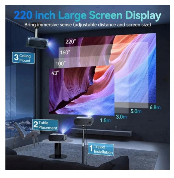 LED PROJECTOR SUREWHEEL E60 PROJECTOR WIFI FULL HD 4K TV 220CALI Brand no brand