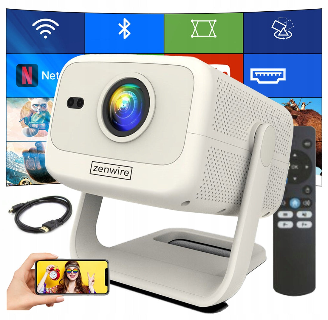 LED Projector Zenwire LED Projector Android WiFi H8 Projector white
