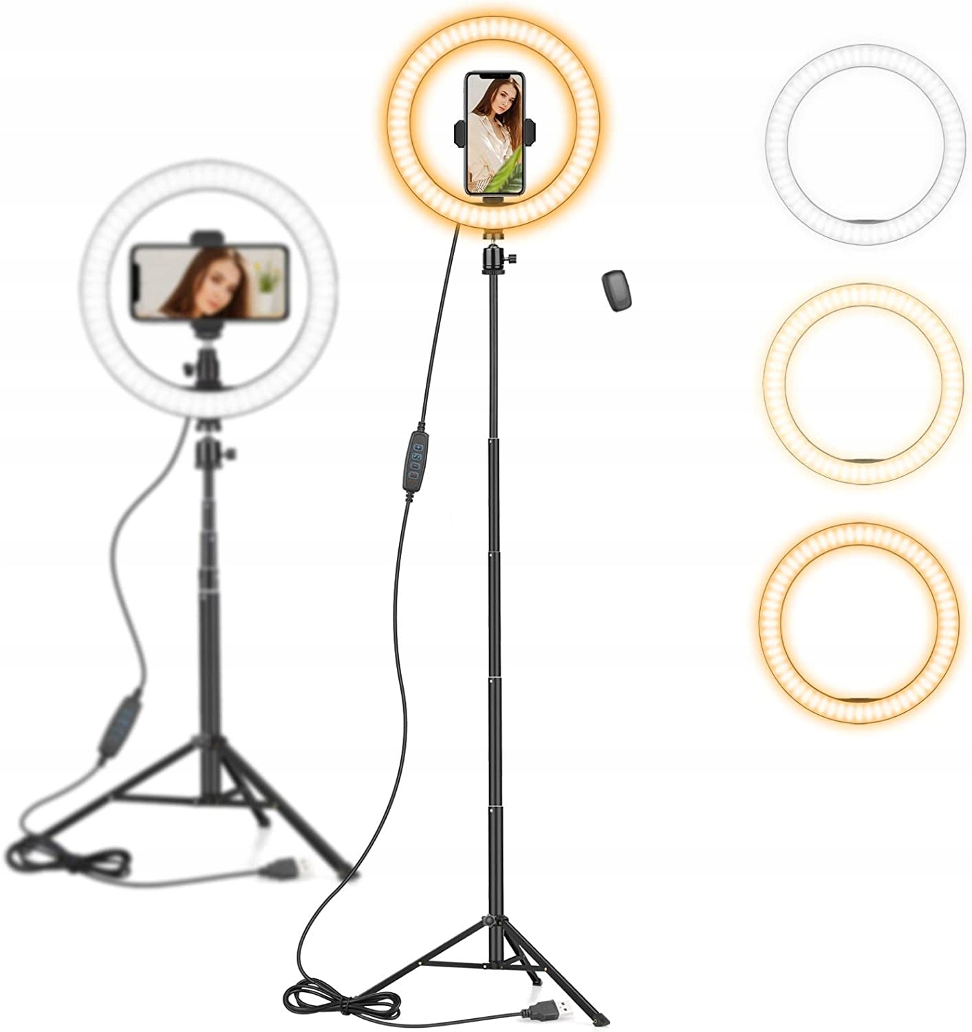 LED RING LAMP 10'' 25.5CM TRIPOD PHONE HOLDER 149CM REMOTE CONTROL