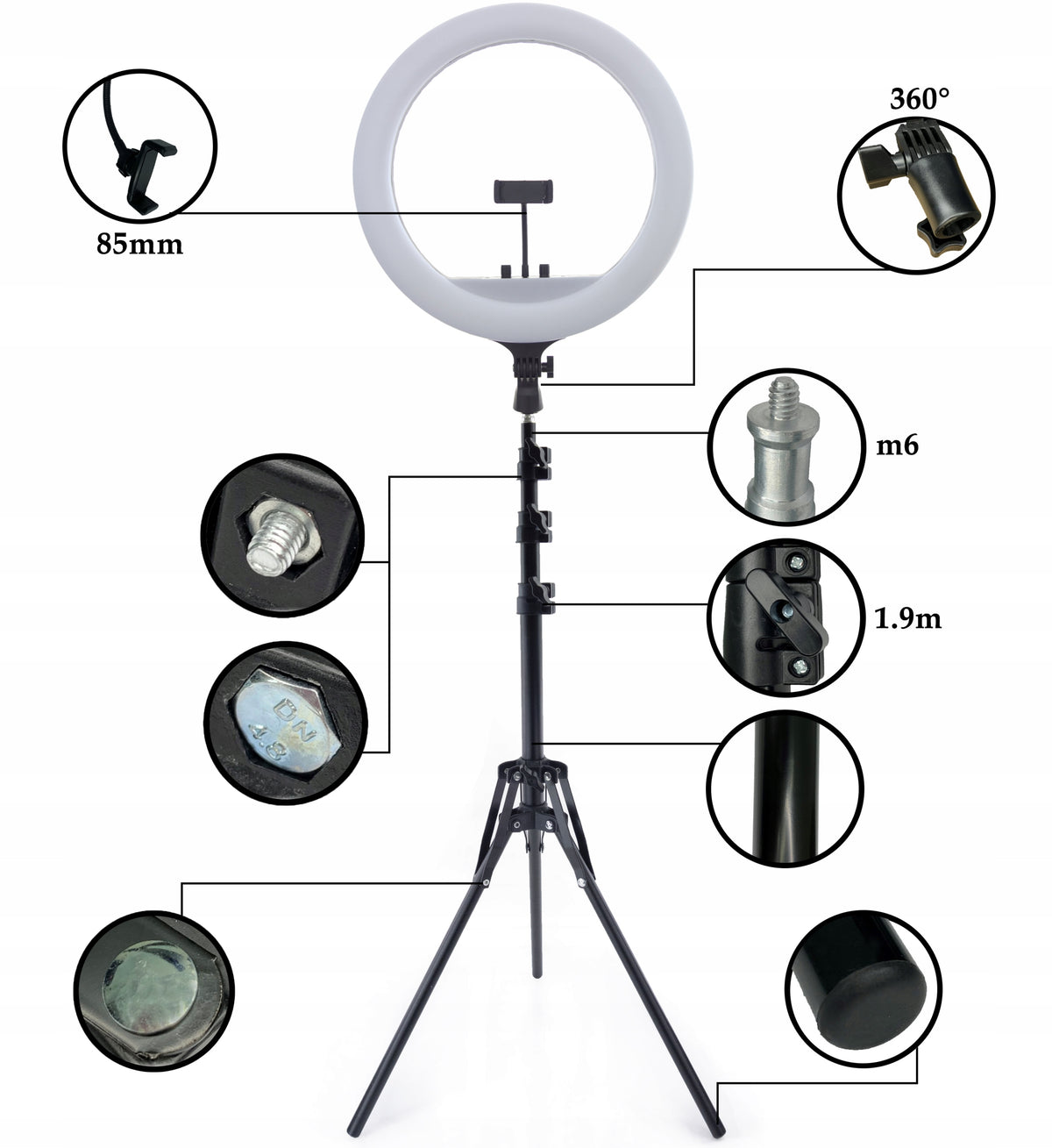 LED RING LAMP 45CM REMOTE CONTROL BAG TRIPOD Packaging status original