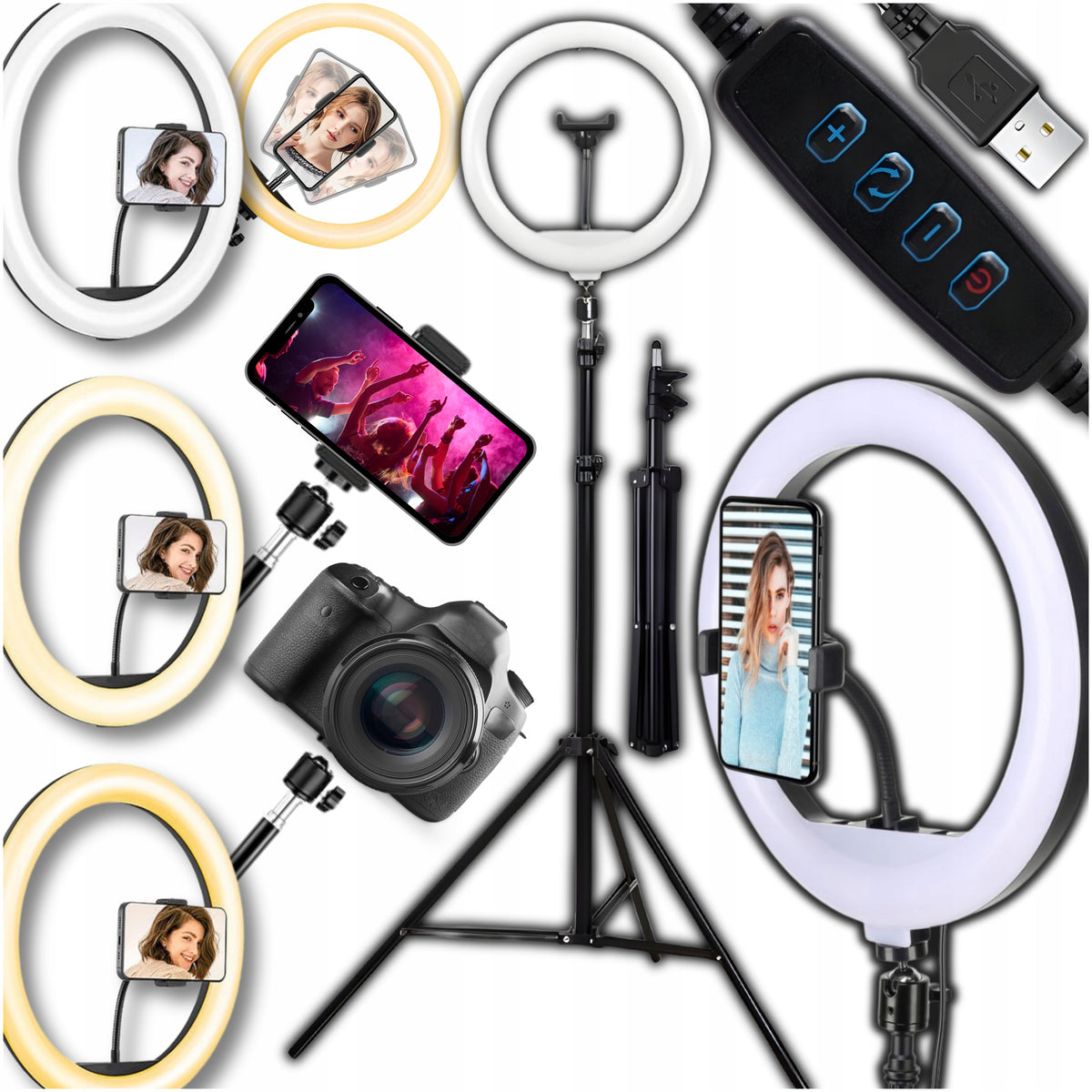LED RING LAMP 80W TRIPOD 220CM RING 30CM Makeup YouTube TikTok