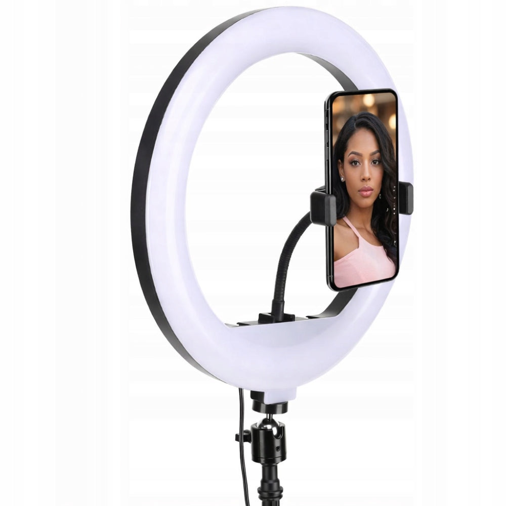 LED RING LAMP WITH TRIPOD 220CM RING SELFIE ROUND COSMETIC Manufacturer code Lampa stojąca Ring z uchwytem na telefon 552