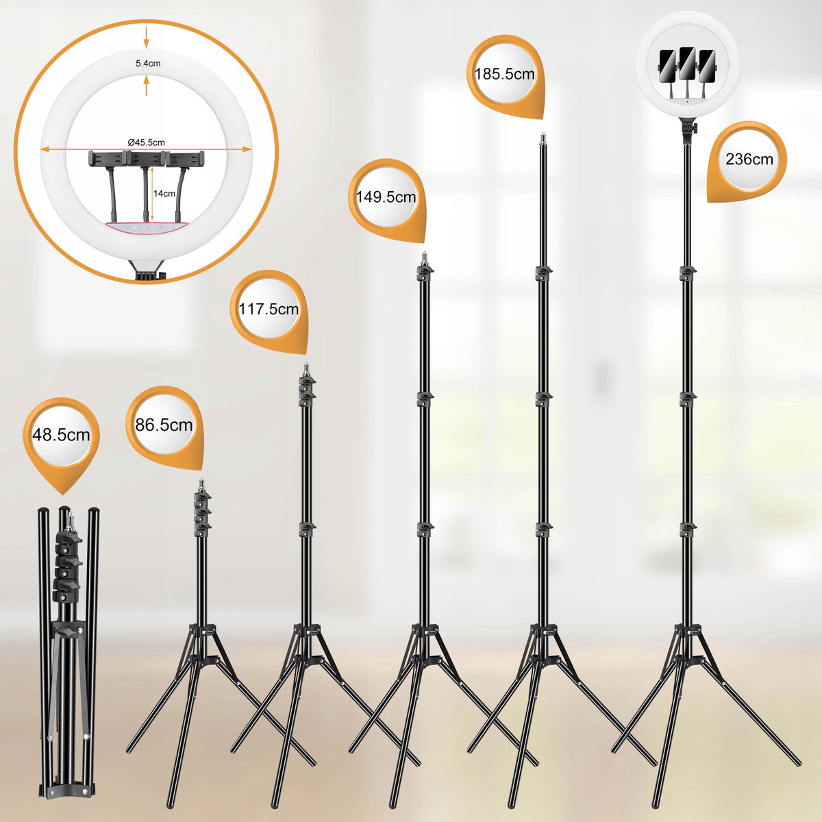 LED RING RGB LAMP WITH SELFIE TRIPOD PHOTOS FOR PHONE Packaging status original