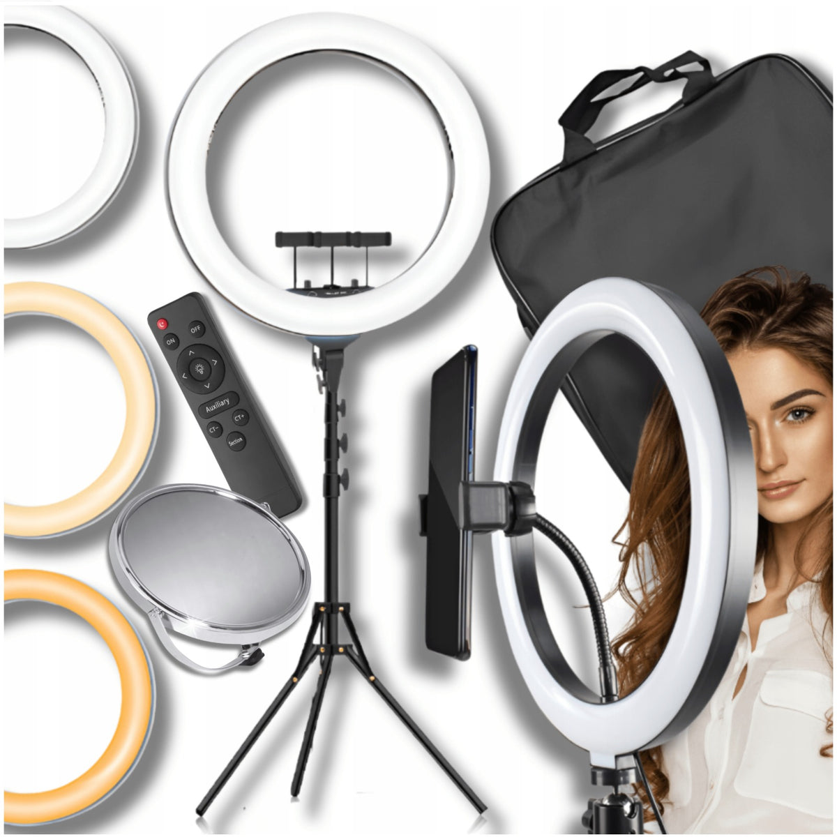 LED Ring Lamp with Tripod Ring Selfie Tripod Large for RGB Phone