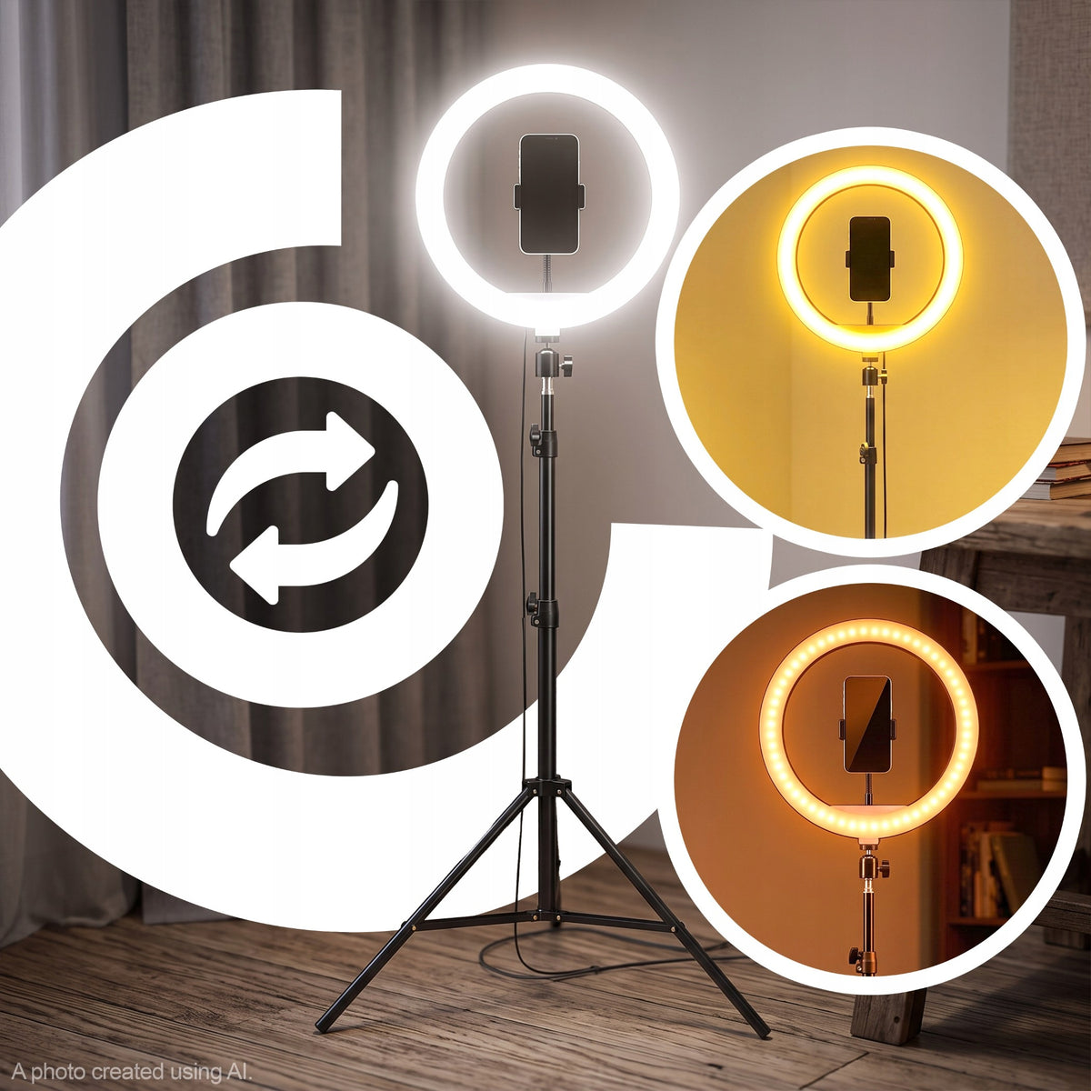LED SELFIE RING LAMP TRIPOD 210cm REMOTE CONTROL + PHONE HOLDER Manufacturer code LAMPA PIERŚCIENIOWA ER996