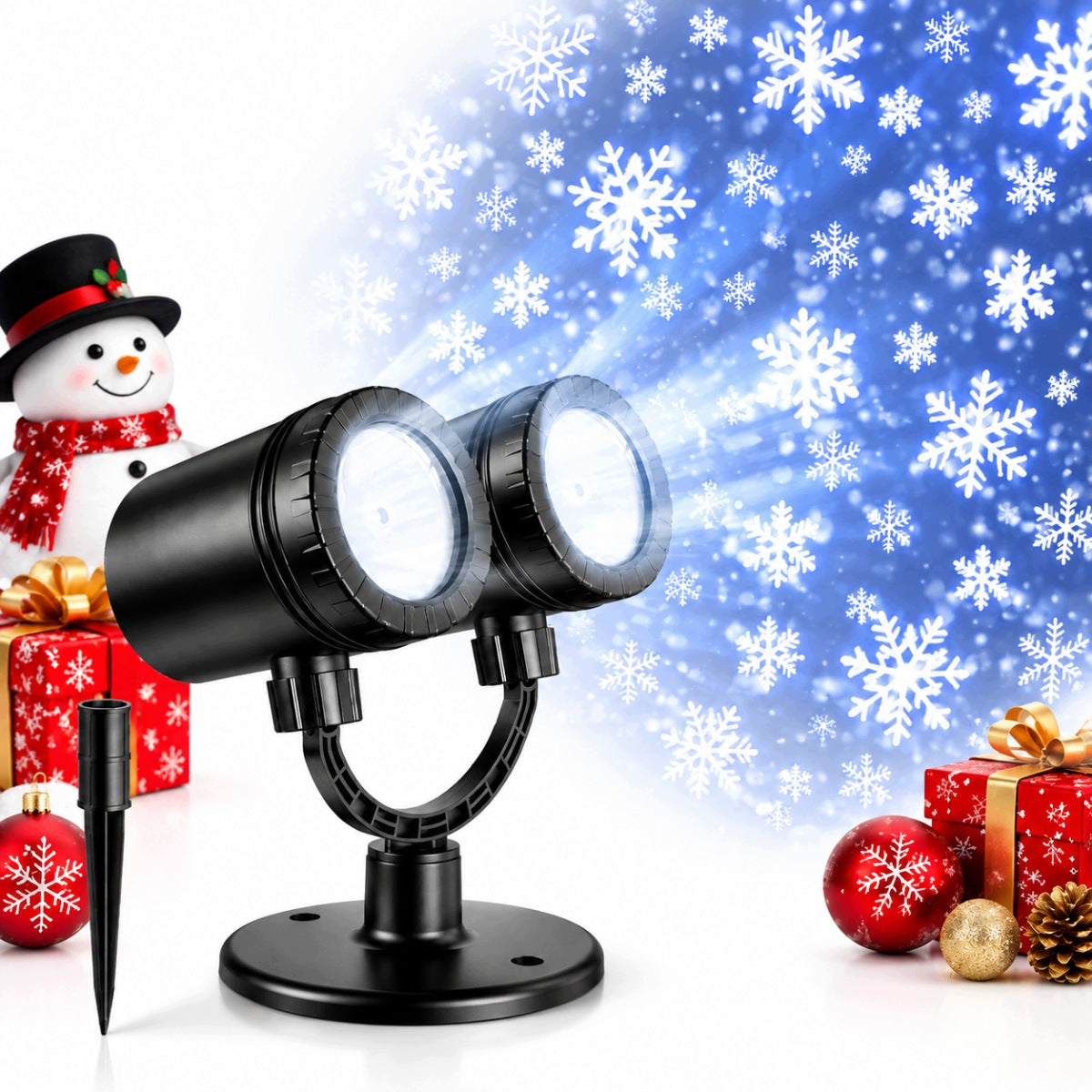 LED SNOWFLAKE PROJECTOR BLACK WATERPROOF IP65 HD LENS ROTATION 360