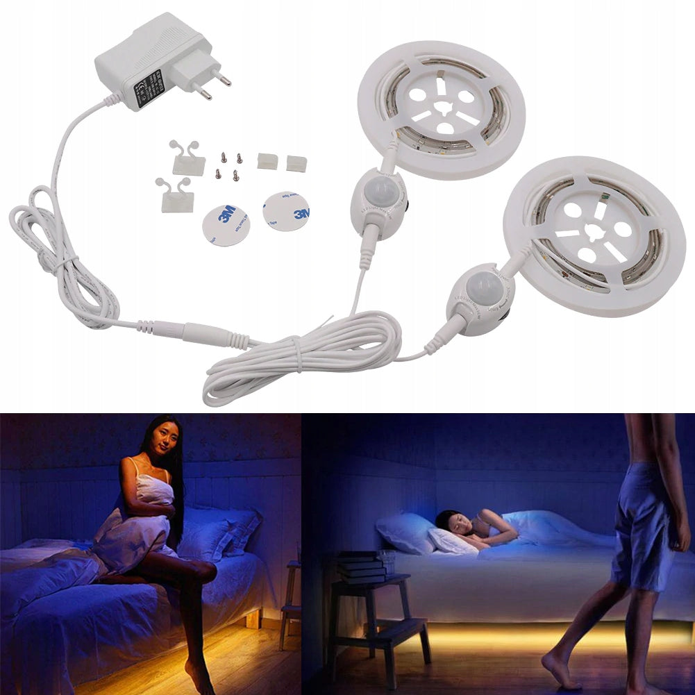 LED STRIP PIR MOTION SENSOR FOR FURNITURE CABINET UNDER BED 230V 2x 1,5m 3m 300cm Brand no brand