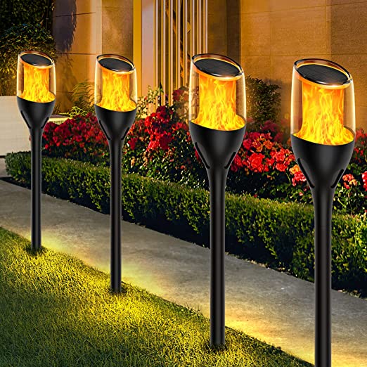 LED Solar Lamp LANTERN DRIVEN TORCH Flame 65cm Strong PREMIUM Batteries included no