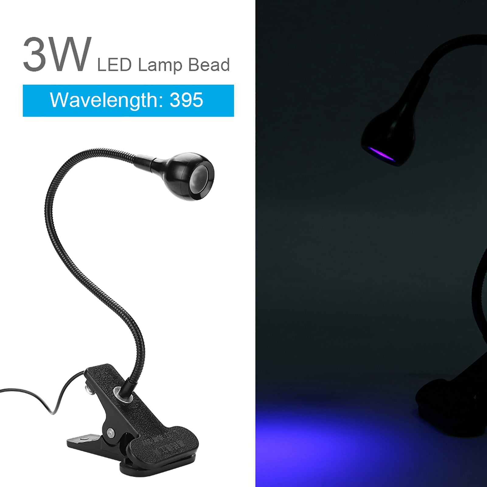 LED UV 3W LAMP FOR CURING NAIL GEL POLISH GLUE Batteries included no