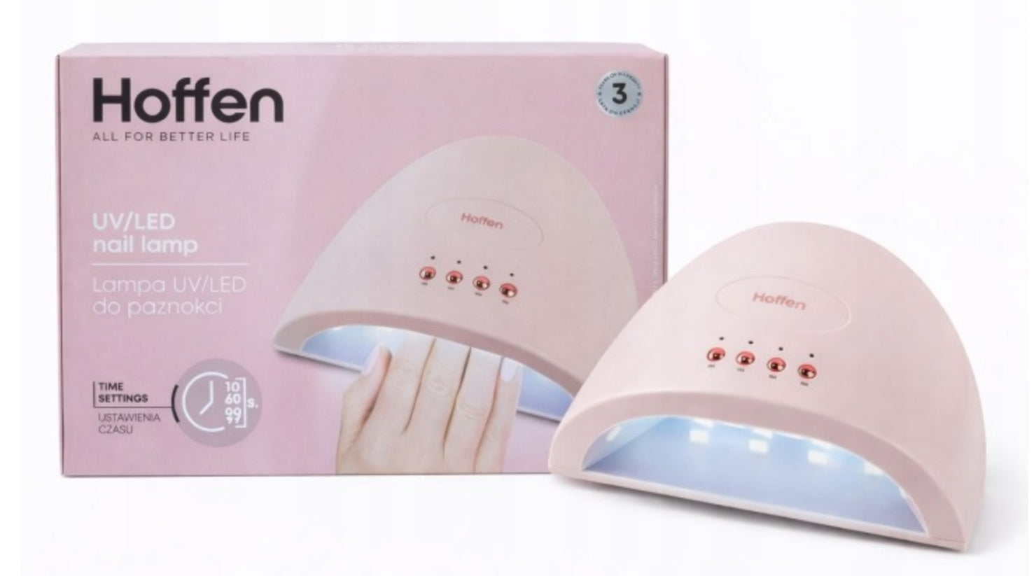LED UV Lamp Hoffen NL-6060 Nail Hybrid Gels USB-C Timer 10W