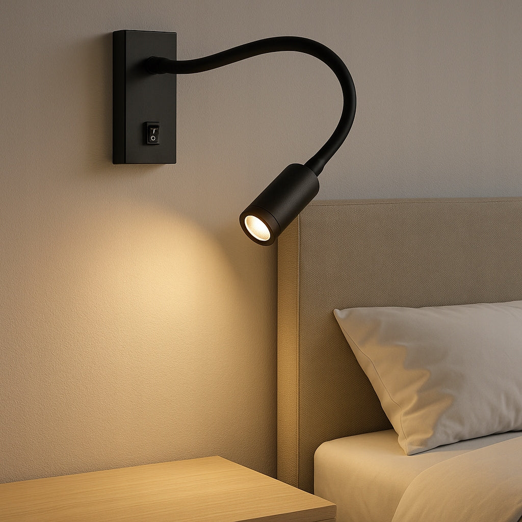 LED WALL LAMP READING SCONCE SWITCH BLACK ADJUSTABLE Packaging status original
