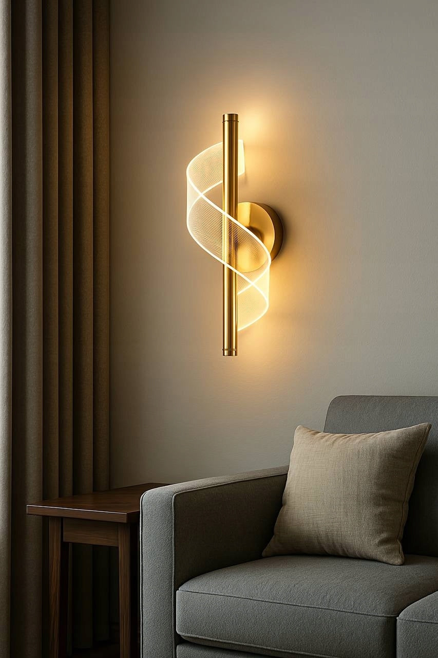 LED WALL SCONCE GOLD FOR STAIRS DIMMABLE MODERN 16W 1800LM Packaging status original