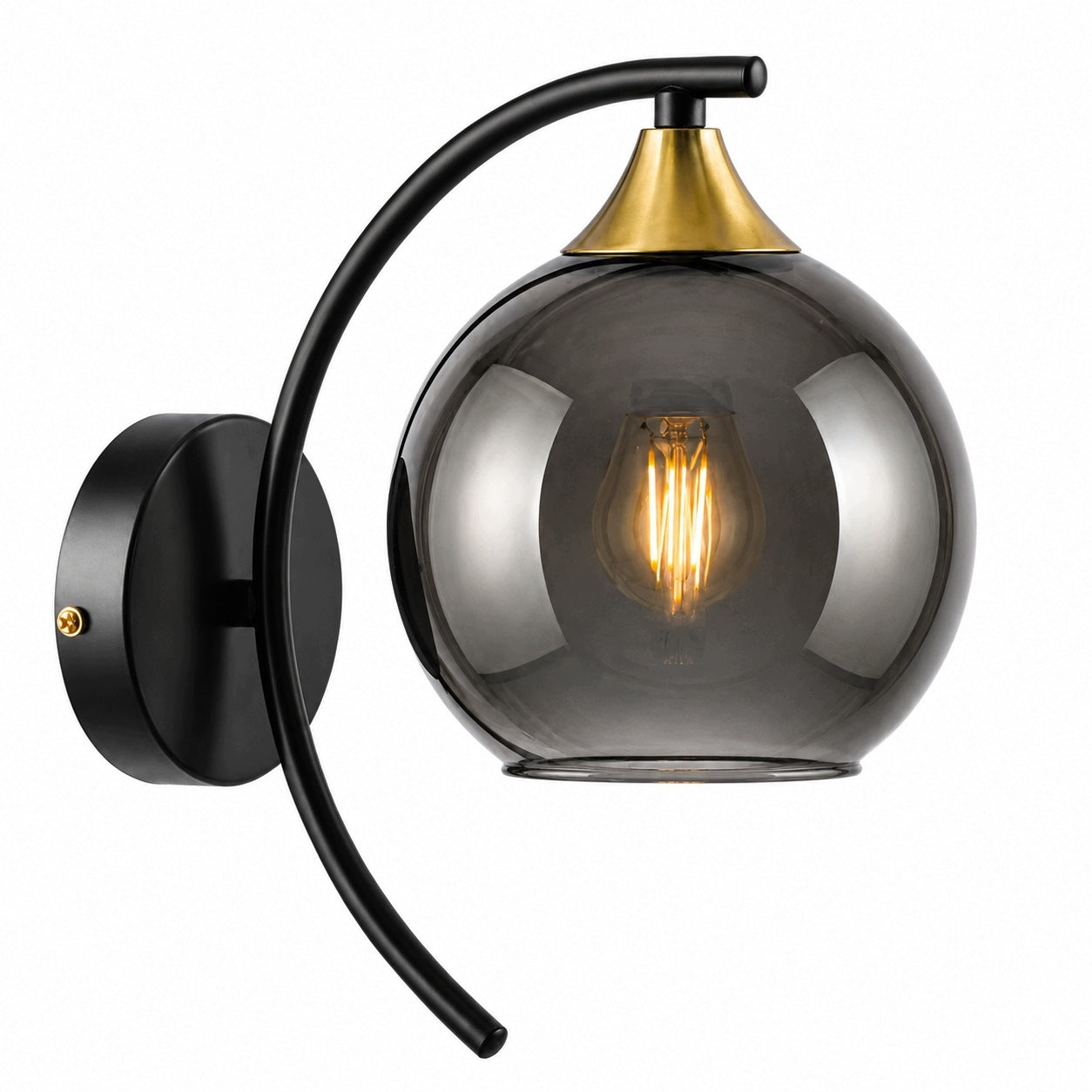LED Wall Lamp MEGAN Loft Glass Ball Black Modern E27