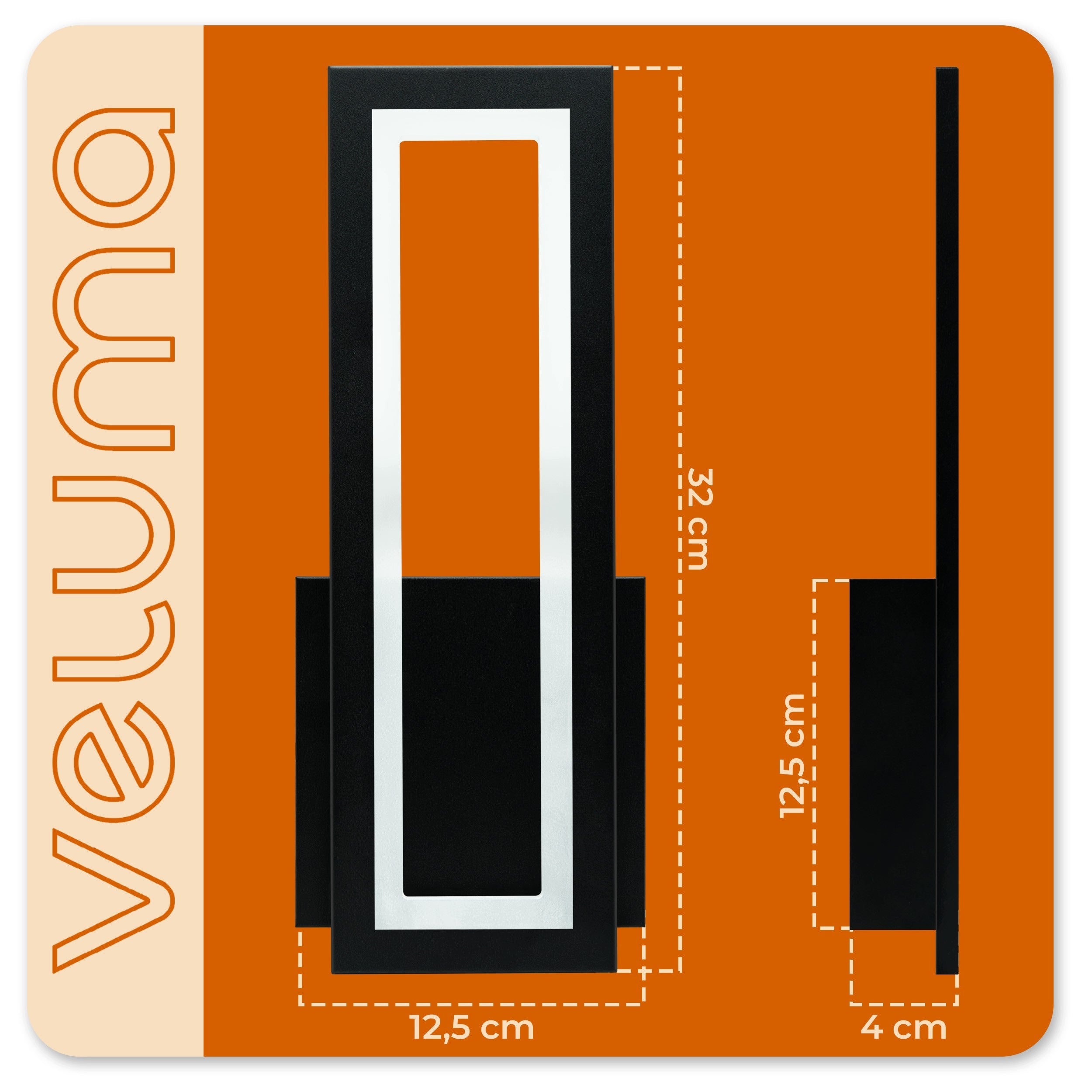 LED Wall Lamp Veluma Black Modern Rectangular 16W 3000K 2000lm Packaging status original