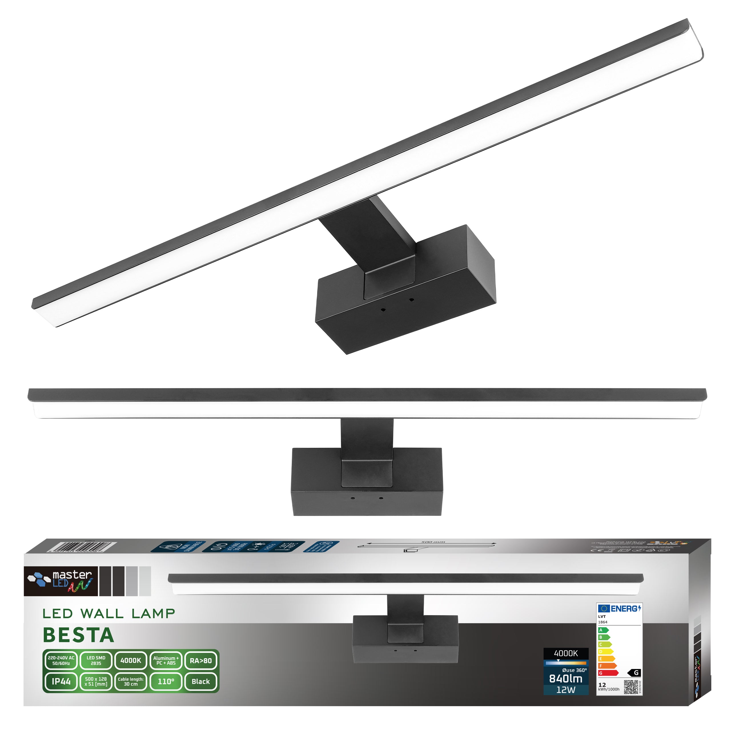 LED bathroom wall lamp Mirror lamp 12W 50cm