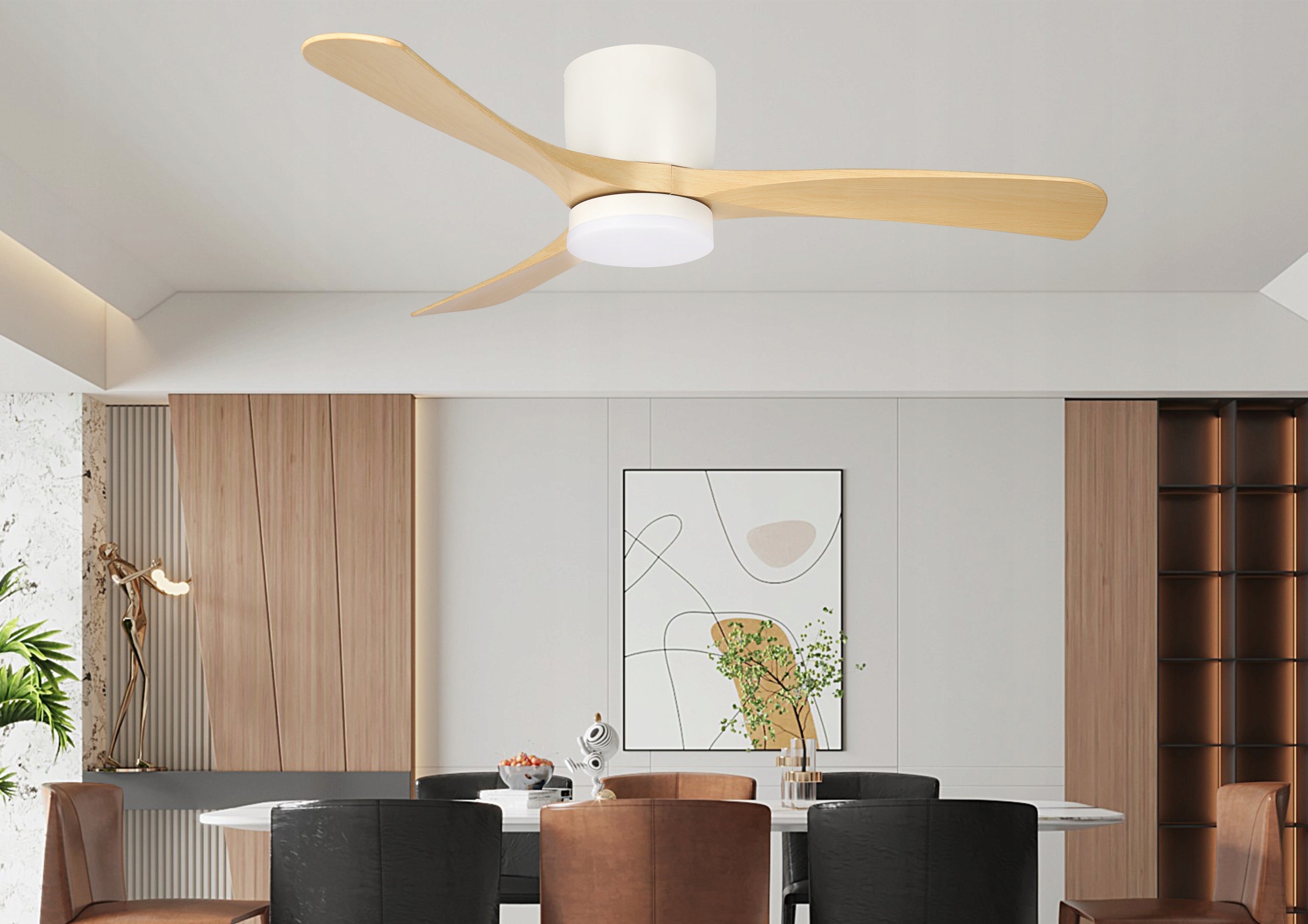LED ceiling fan VIAGO 18W+35W 1350lm with remote control quiet white wood Manufacturer code VFW10W