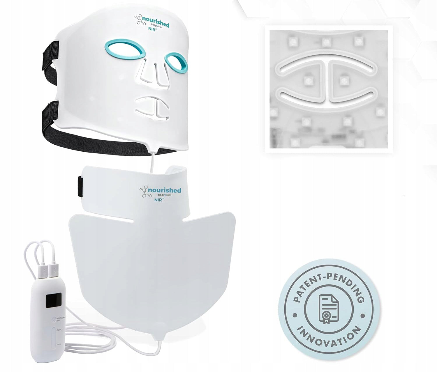 LED face and neck mask light therapy red blue anti-aging Medical device no
