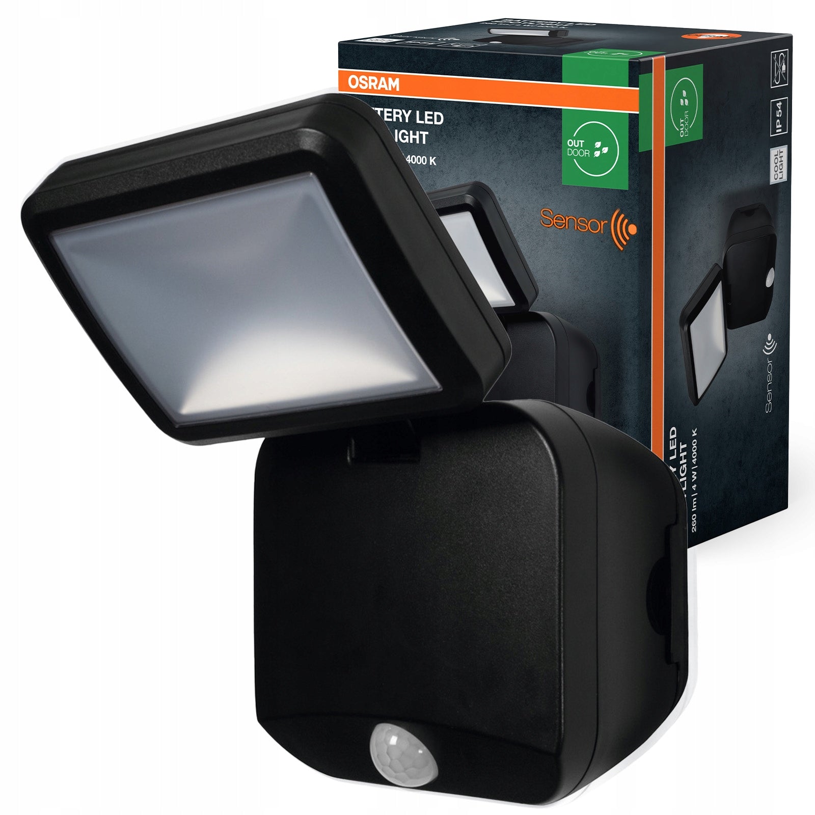 LED floodlight 4W black with motion sensor IP54 Osram